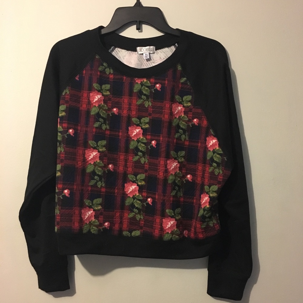 Cropped Flower-Print Sweater